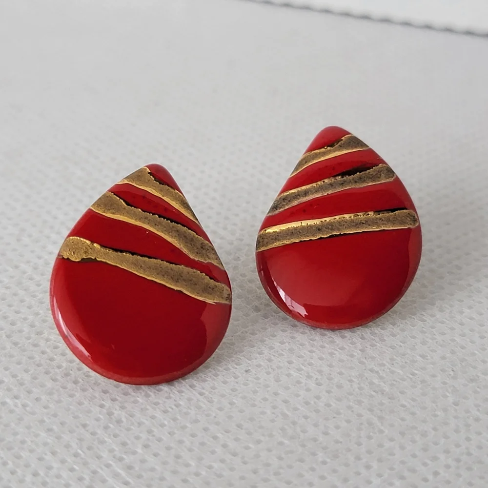 Vintage Teardrop Stripe Earrings